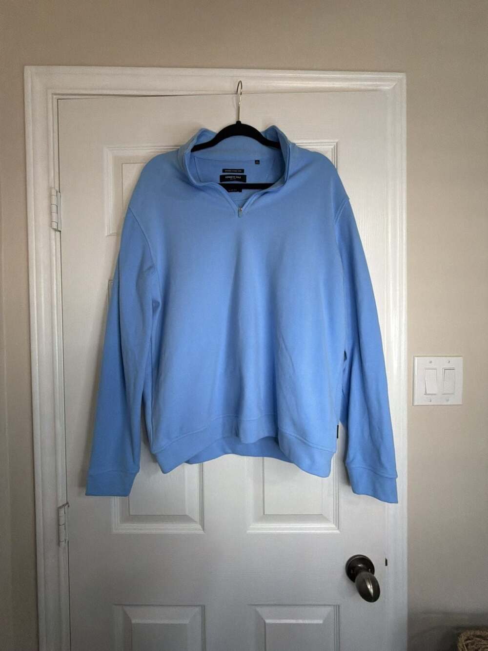 Kenneth Cole New York Slim Fit Light Blue Quarter-Zip Pullover